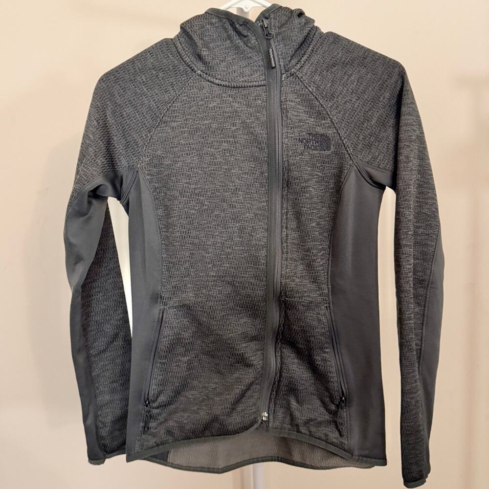 The North Face Gray Full-Zip Offset Zip Hoodie Size XS
